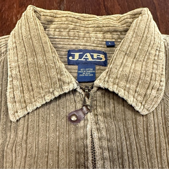 JAB VTG 90s Wide-Wale Zip-up Corduroy Shacket Olive Color Size L 100% Cotton - Picture 6 of 16